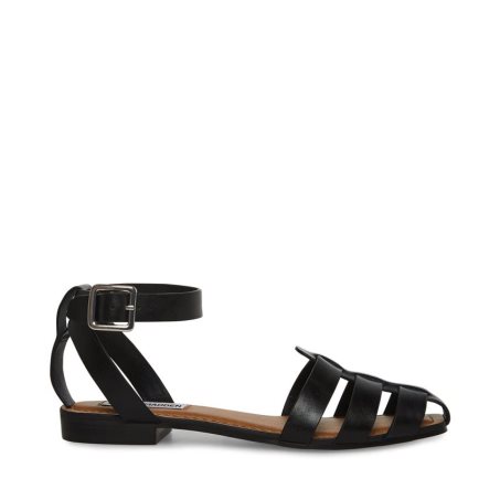 Sandalias Planas Steve Madden Media Cuero Mujer Negras | ES BC1436